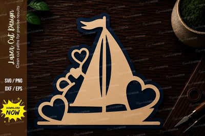 Sailboat Heart Love Laser Cut SVG File SVG Regulrcrative 
