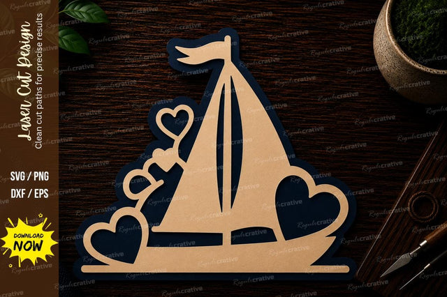 Sailboat Heart Love Laser Cut SVG File SVG Regulrcrative 