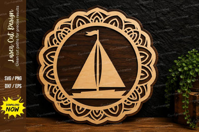 Sailboat Mandala Laser Cut Svg Design SVG Regulrcrative 