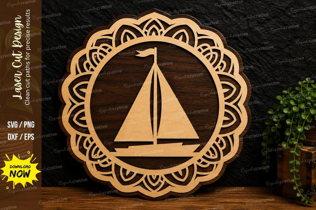 Sailboat Mandala Laser Cut Svg Design SVG Regulrcrative 