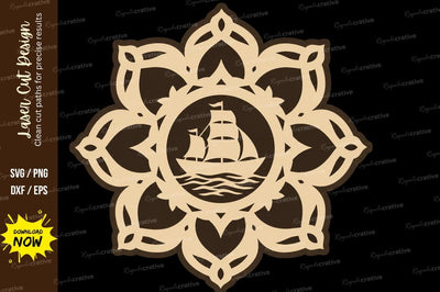 Sailboat Mandala Ornament Laser Cut SVG File SVG Regulrcrative 