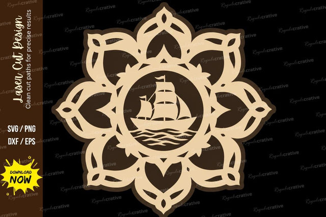 Sailboat Mandala Ornament Laser Cut SVG File SVG Regulrcrative 