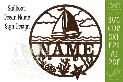 Sailboat Name Sign SVG, Personalised Ocean Wall Sign SVG APInspireddesigns 