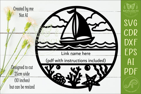 Sailboat Name Sign SVG, Personalised Ocean Wall Sign SVG APInspireddesigns 