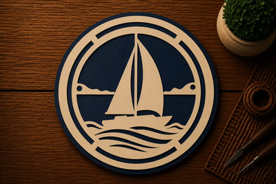 Sailboat Ocean Circle Design Laser Cut SVG File SVG Regulrcrative 