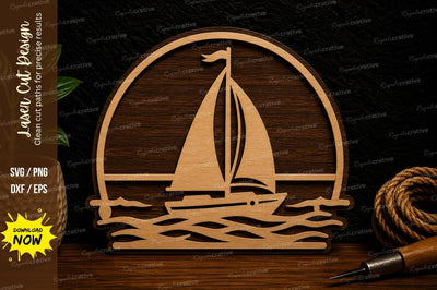Sailboat Ocean Laser Cut Svg Design SVG Regulrcrative 