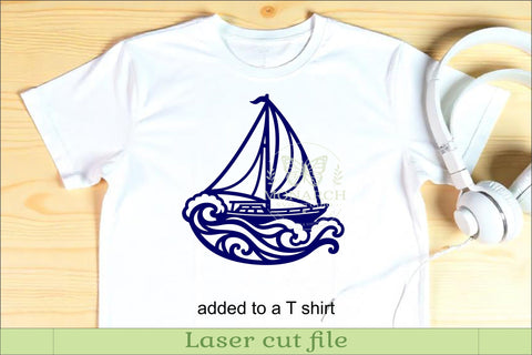 Sailboat Ocean Waves Wall Art SVG Nautical Coastal Laser Cut SVG APInspireddesigns 