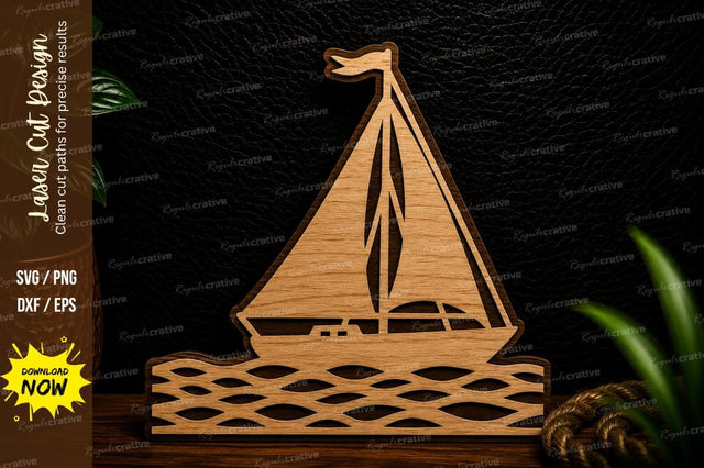 Sailboat on Waves Laser Cut SVG Design SVG Regulrcrative 