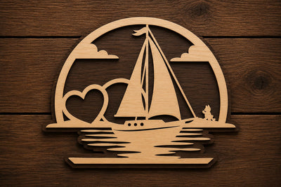Sailboat Sunset Lake Scene Laser Cut SVG File SVG Regulrcrative 