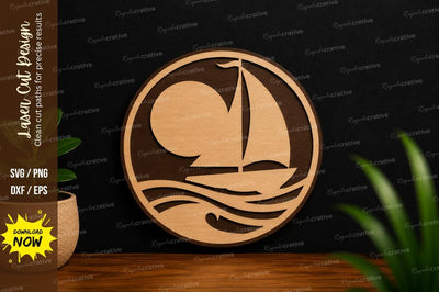 Sailboat Sunset Ocean Laser Cut SVG File SVG Regulrcrative 