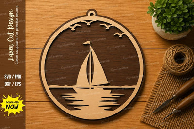 Sailboat Sunset Ornament Laser Cut SVG File SVG Regulrcrative 