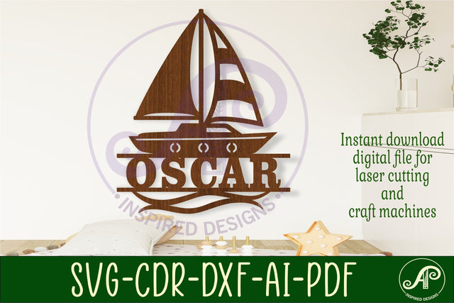 Sailing boat name sign svg laser cut file SVG APInspireddesigns 