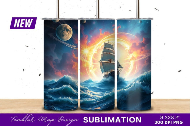 Sailing ship in space ocean adventure Sublimation Regulrcrative 