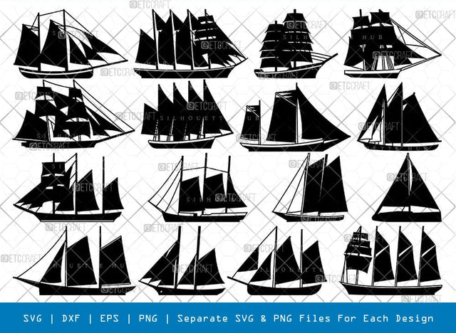 Sailing Ship Mast Silhouette Svg Cricut Cut Files Png Bundle SVG ETC Craft 
