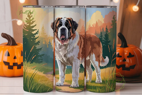 Saint Bernard Dog 20oz Tumbler Wrap Sublimation PixelChick 