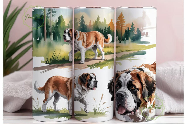Saint Bernard Dog 20oz Tumbler Wrap Sublimation PixelChick 