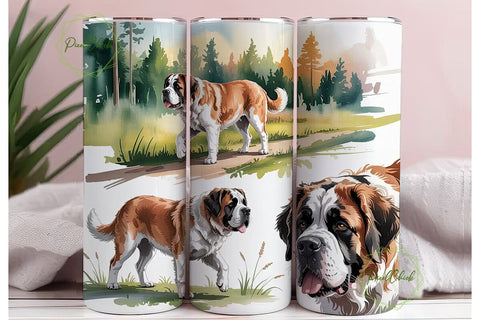 Saint Bernard Dog 20oz Tumbler Wrap Sublimation PixelChick 