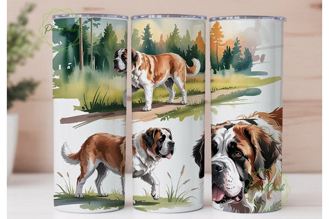 Saint Bernard Dog 20oz Tumbler Wrap Sublimation PixelChick 