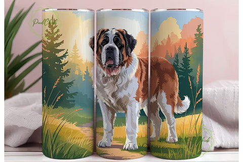 Saint Bernard Dog 20oz Tumbler Wrap Sublimation PixelChick 