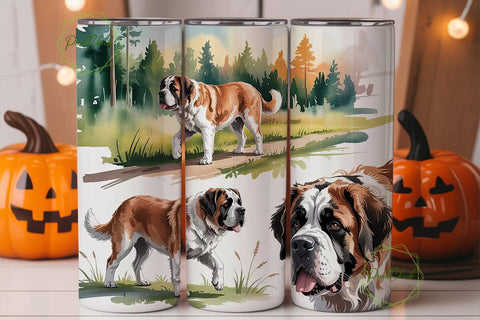 Saint Bernard Dog 20oz Tumbler Wrap Sublimation PixelChick 