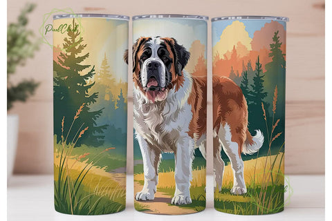 Saint Bernard Dog 20oz Tumbler Wrap Sublimation PixelChick 