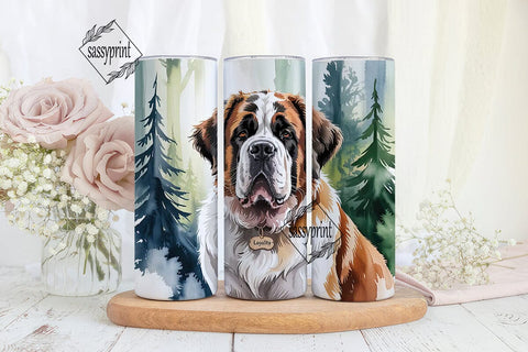 Saint Bernard Dog 20oz Tumbler Wrap Sublimation sassyprint 