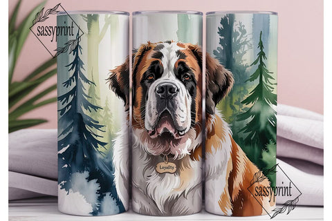 Saint Bernard Dog 20oz Tumbler Wrap Sublimation sassyprint 