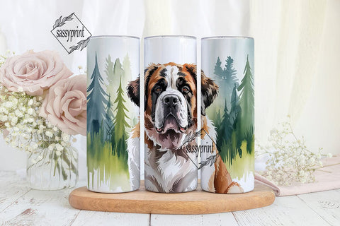 Saint Bernard Dog 20oz Tumbler Wrap Sublimation sassyprint 