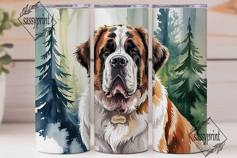 Saint Bernard Dog 20oz Tumbler Wrap Sublimation sassyprint 