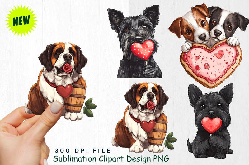 Saint Bernard with Barrel and Rose Clipart Sublimation Regulrcrative 