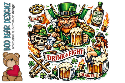 Saint Patrick day Clipart Sublimation Boo Bear Designz 
