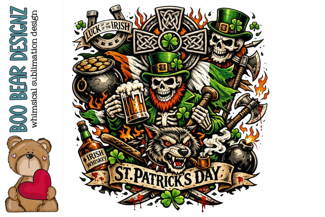 Saint Patrick's Day Clipart Sublimation Boo Bear Designz 