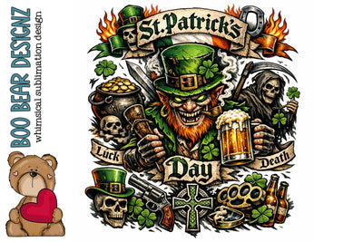 Saint Patrick's Day Clipart Sublimation Boo Bear Designz 