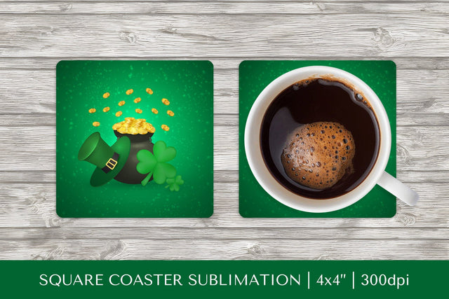 Saint Patrick’s Day square coaster sublimation design PNG 03 SVG LaBelezoka 