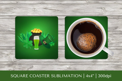 Saint Patrick’s Day square coaster sublimation design PNG Sublimation LaBelezoka 