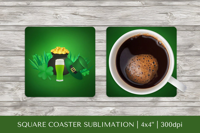 Saint Patrick’s Day square coaster sublimation design PNG Sublimation LaBelezoka 