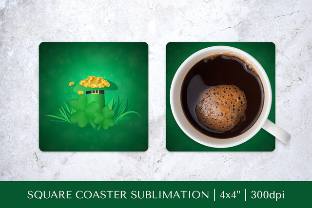 Saint Patrick’s Day square coaster sublimation design PNG Sublimation LaBelezoka 
