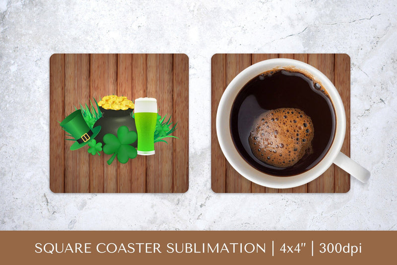 Saint Patrick’s Day square coaster sublimation design PNG Sublimation LaBelezoka 