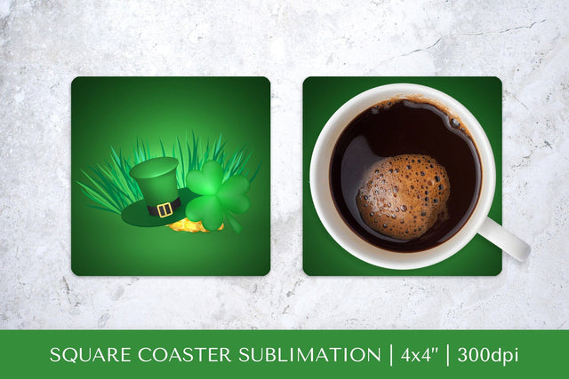 Saint Patrick’s Day square coaster sublimation design PNG Sublimation LaBelezoka 