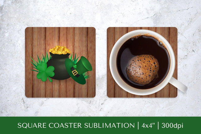 Saint Patrick’s Day square coaster sublimation design PNG Sublimation LaBelezoka 