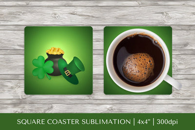 Saint Patrick’s Day square coaster sublimation design PNG Sublimation LaBelezoka 