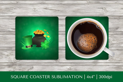 Saint Patrick’s Day square coaster sublimation design PNG SVG LaBelezoka 