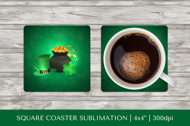 Saint Patrick’s Day square coaster sublimation design PNG SVG LaBelezoka 