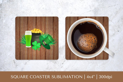 Saint Patrick’s Day square coaster sublimation design PNG SVG LaBelezoka 