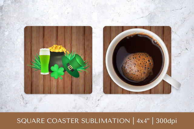 Saint Patrick’s Day square coaster sublimation design PNG SVG LaBelezoka 