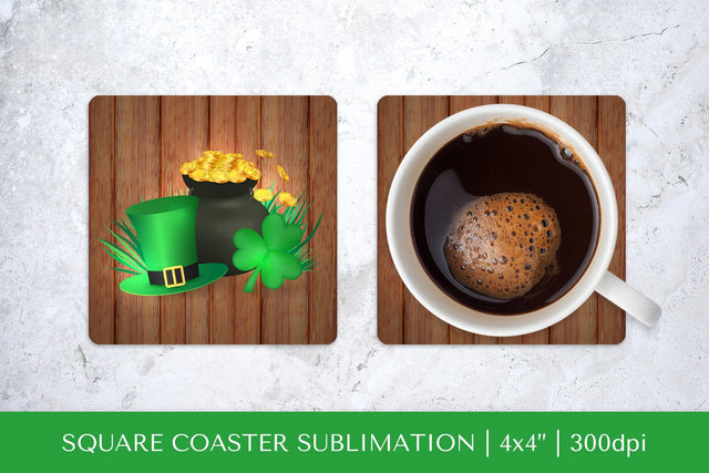 Saint Patrick’s Day square coaster sublimation design PNG SVG LaBelezoka 