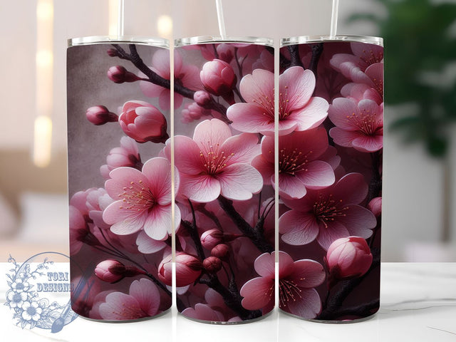 Sakura Blossom Zen Tumbler Wrap, Asian Floral Art, Cherry Blossom Pattern, Japanese Tumbler Art, Oriental Design, Spring Flower Wrap, Zen Tumbler Design Sublimation ToriDesigns 