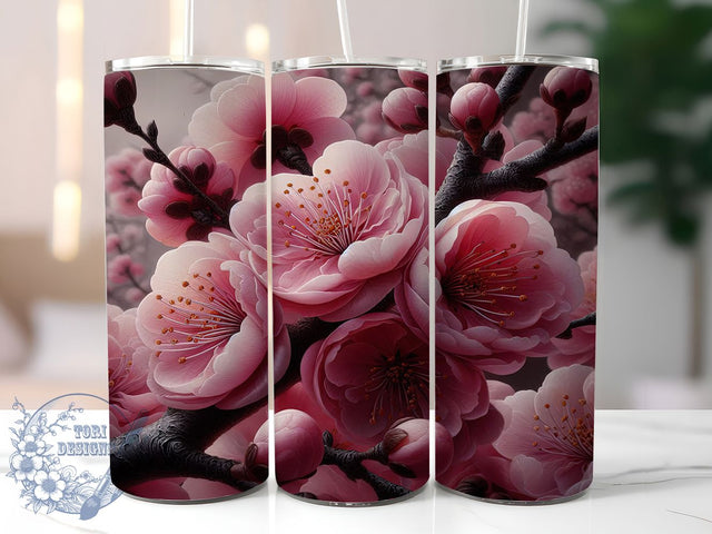 Sakura Blossom Zen Tumbler Wrap, Asian Floral Art, Cherry Blossom Pattern, Japanese Tumbler Art, Oriental Design, Spring Flower Wrap, Zen Tumbler Design Sublimation ToriDesigns 