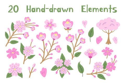 Sakura & Cherry Blossom PNG Clipart Sublimation Rin Green 