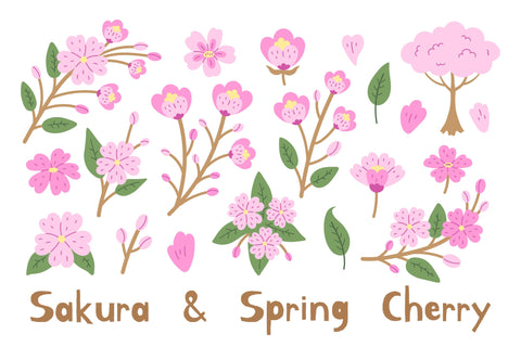 Sakura & Cherry Blossom PNG Clipart Sublimation Rin Green 